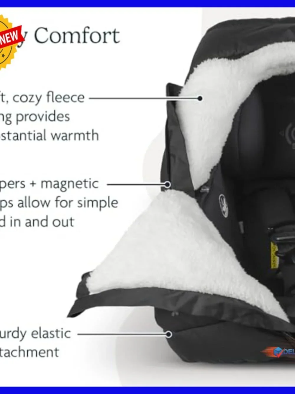 Ultra-Plush Infant Car Seat Cover, Weather-Proof Fleece Lining, Easy Attachment